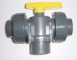 PVC-3-Wegeventil mit DI 50 mm auf allen 3 Seiten
